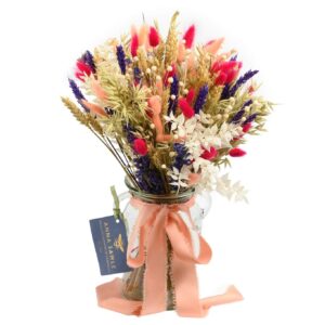 Dried Flower Selection in a Glass Milk Churn Vase